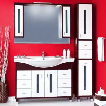 Мебель для ванной Бриклаер Бали 120 венге, белый глянец