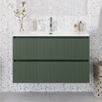 Тумба с раковиной BelBagno Uno-mini 100 подвесная, 2 ящика, матовая еловая
