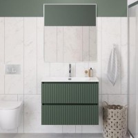 Тумба с раковиной BelBagno Uno-mini 100 подвесная, 2 ящика, матовая еловая