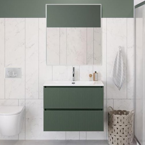 Тумба с раковиной BelBagno Uno-mini 100 подвесная, 2 ящика, матовая еловая