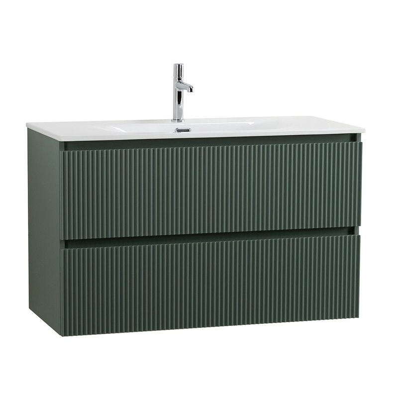 Тумба с раковиной BelBagno Uno-mini 100 подвесная, 2 ящика, матовая еловая