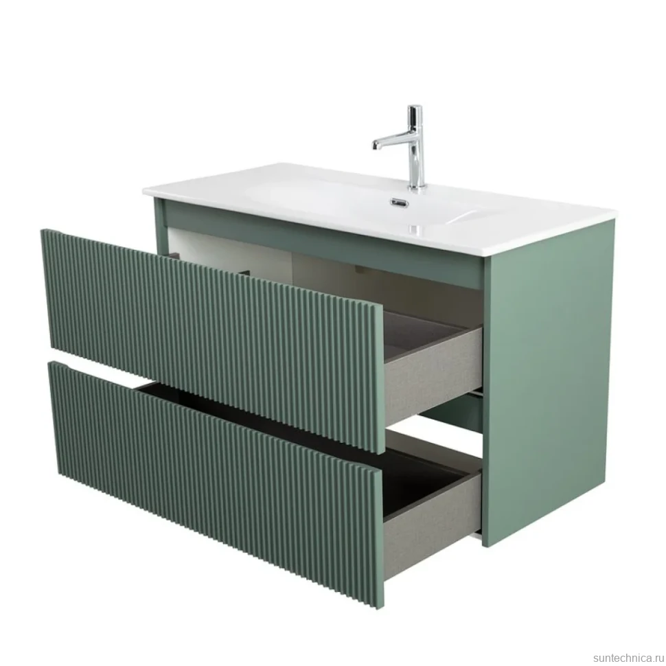 Тумба с раковиной BelBagno Uno-mini 100 подвесная, 2 ящика, матовая еловая