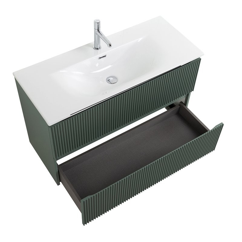 Тумба с раковиной BelBagno Uno-mini 100 подвесная, 2 ящика, матовая еловая