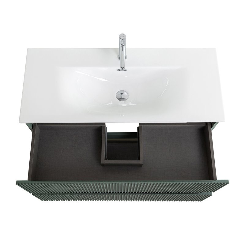 Тумба с раковиной BelBagno Uno-mini 100 подвесная, 2 ящика, матовая еловая