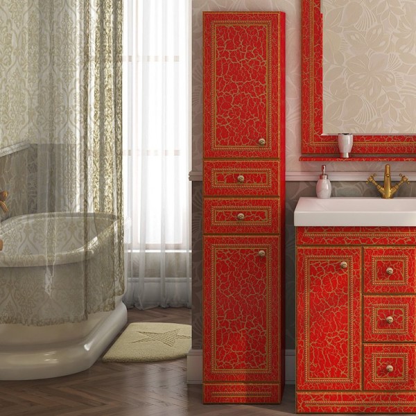 Шкаф пенал для ванной Misty Fresko 35 красный краколет L