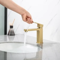 Смеситель для раковины Frap H89 F1089-3 золотой сатин Смеситель для раковины Frap H89 F1089-3 золотой сатин