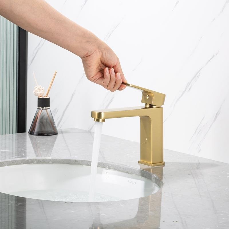 Смеситель для раковины Frap H89 F1089-3 золотой сатин