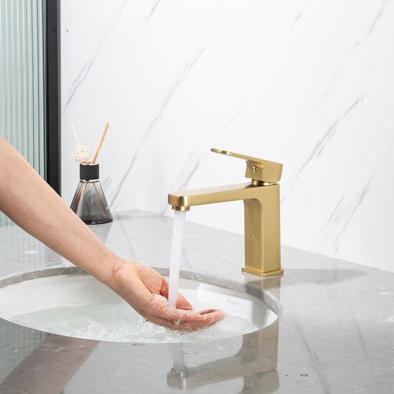 Смеситель для раковины Frap H89 F1089-3 золотой сатин