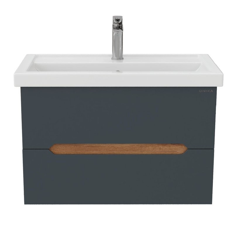 Мебель для ванной комнаты Onika Айленд 80 подвесная, графит, дуб крафт золотой