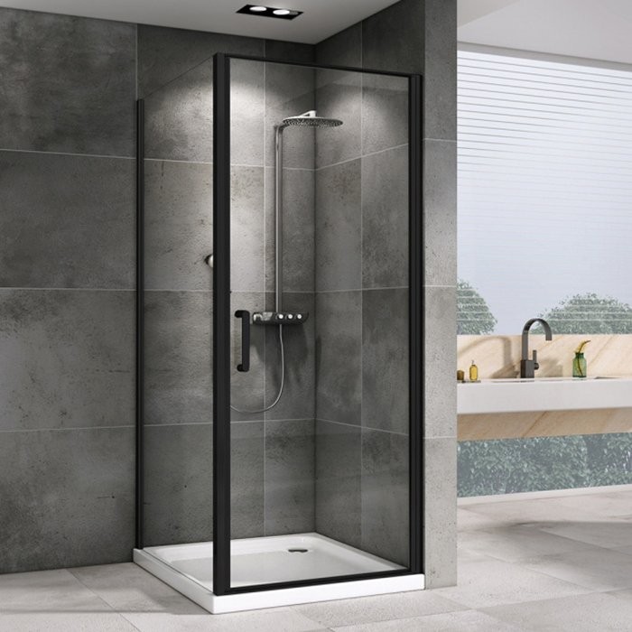 Душевой уголок Abber Sonnenstrand AG04080B-S75B 75x80, профиль черный, стекло прозрачное