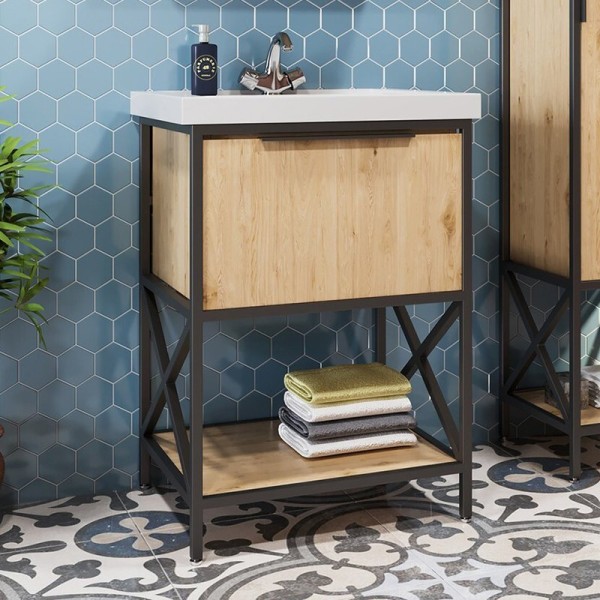 Тумба с раковиной Mixline Бруклин 60 дуб бунратти