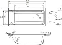 Акриловая ванна Lavinia Boho Catani R 160x80 см, правая, встраиваемая, белая, с каркасом