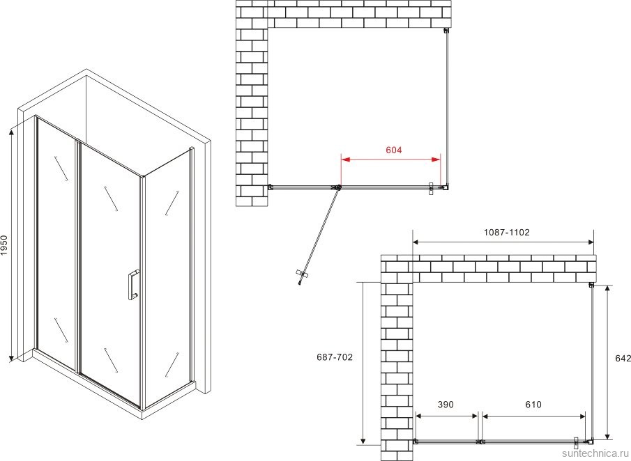 Душевой уголок Abber Sonnenstrand AG04110S-S70 70x110, профиль хром, стекло прозрачное