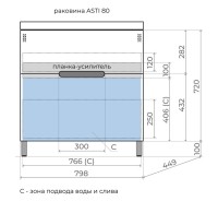 Тумба с раковиной Style Line Матис 80 напольная, крем