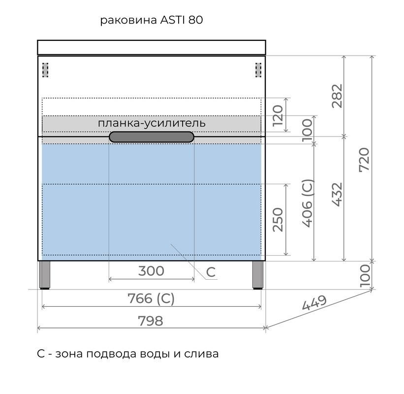 Тумба с раковиной Style Line Матис 80 напольная, крем