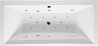 Акриловая ванна Excellent Crown Grand Relax 190x90 см, встраиваемая, с гидромассажем, белая, с каркасом, со сливом-переливом, фурнитура бронза