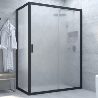 Душевой уголок Vegas Glass ZP+ZPV NOVO 100*90 02М 10 профиль черный матовый, стекло сатин