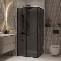 Душевой уголок Niagara Nova NG-2822-34BLACK 80x80, профиль черный матовый, стекло тонированное