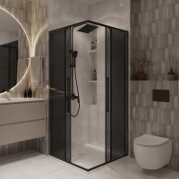 Душевой уголок Niagara Nova NG-2822-34BLACK 80x80, профиль черный матовый, стекло тонированное