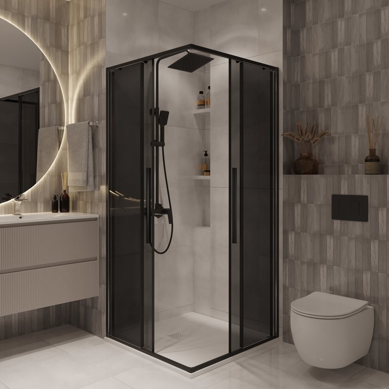 Душевой уголок Niagara Nova NG-2822-34BLACK 80x80, профиль черный матовый, стекло тонированное