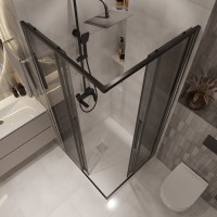 Душевой уголок Niagara Nova NG-2822-34BLACK 80x80, профиль черный матовый, стекло тонированное