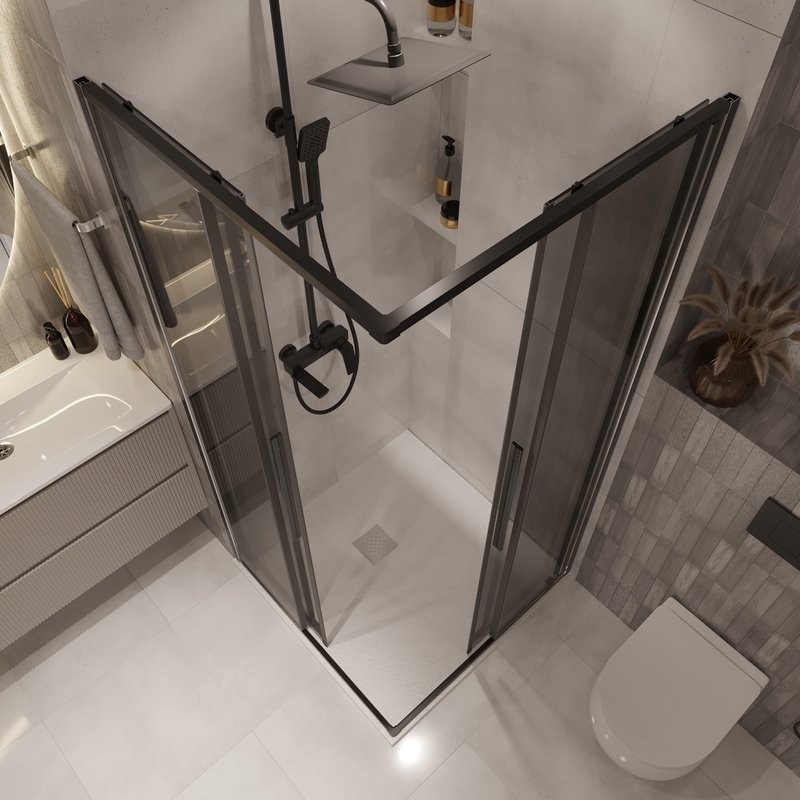 Душевой уголок Niagara Nova NG-2822-34BLACK 80x80, профиль черный матовый, стекло тонированное