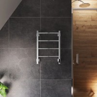 Полотенцесушитель электрический Grota Simple K 430х600 NP EL 60x45 см, подключение справа, слева, скрытое подключение справа, глянцевый хром, лесенка