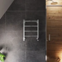 Полотенцесушитель электрический Grota Simple K 430х600 NP EL 60x45 см, подключение справа, слева, скрытое подключение справа, глянцевый хром, лесенка
