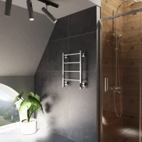 Полотенцесушитель электрический Grota Simple K 430х600 NP EL 60x45 см, подключение справа, слева, скрытое подключение справа, глянцевый хром, лесенка