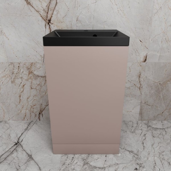 Тумба с раковиной Style Line Моно 50 напольная, санд пудровый, раковина Asti 50 антрацит