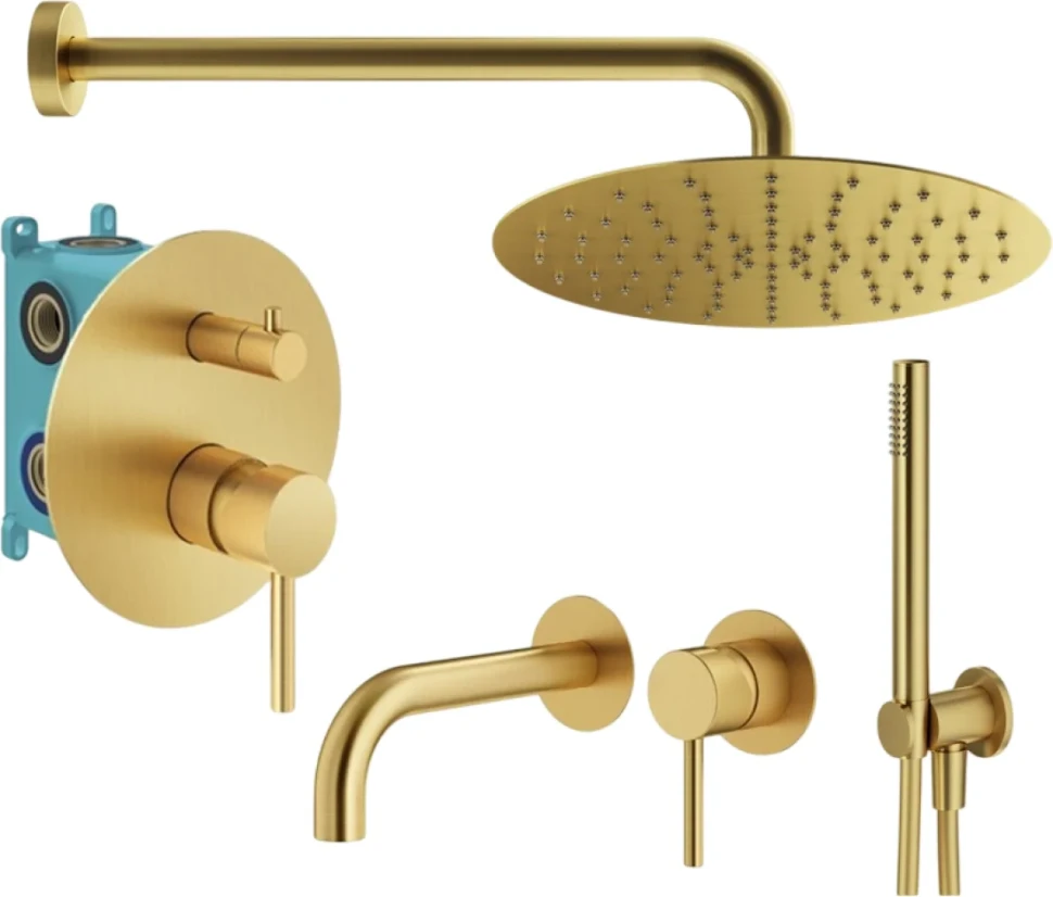 Комплект для ванной Plumberia Selection Ixo KITXO18OB210 С ВНУТРЕННЕЙ ЧАСТЬЮ, золото брашированное