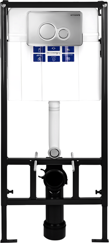 Комплект Инсталляция BETTOSERB Sava Fix Slim 40006456 + Кнопка Duo 40006465 цвет матовый черный, глянцевый хром