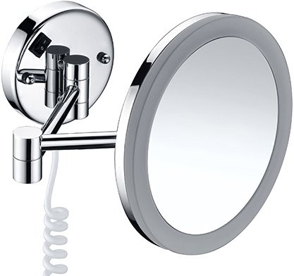 Косметическое зеркало Wasserkraft K-1004 с подсветкой, телескопическое, поворотное, хром