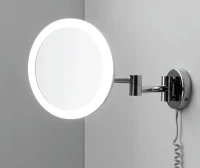Косметическое зеркало Wasserkraft K-1004 с подсветкой, телескопическое, поворотное, хром
