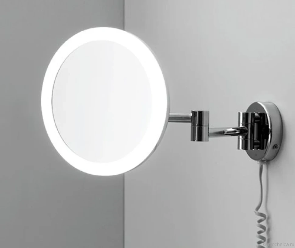 Косметическое зеркало Wasserkraft K-1004 с подсветкой, телескопическое, поворотное, хром