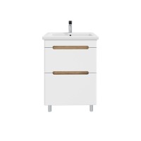 Тумба под раковину без столешницы SanStar Diva 50 напольная, матовая белая, дуб вотан