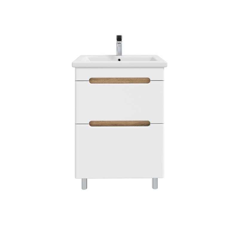 Тумба под раковину без столешницы SanStar Diva 50 напольная, матовая белая, дуб вотан