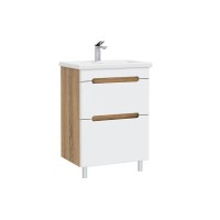 Тумба под раковину без столешницы SanStar Diva 50 напольная, матовая белая, дуб вотан