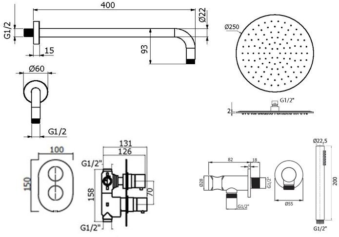 Душевой комплект Plumberia Selection Ixo KITXOT18CR С ВНУТРЕННЕЙ ЧАСТЬЮ, хром