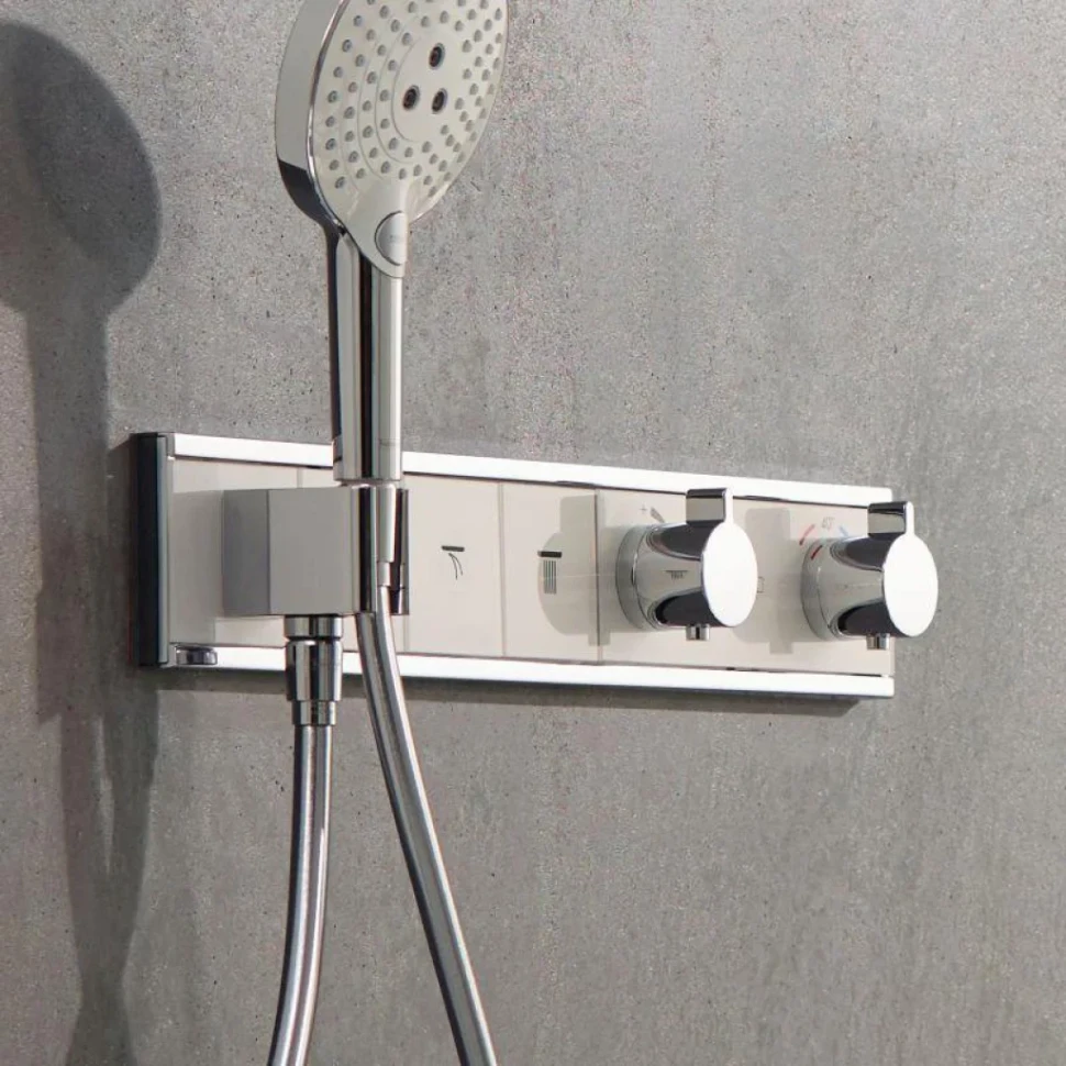 Термостатический смеситель встраиваемый Hansgrohe RainSelect 15356400 для душа, матовый белый, хром