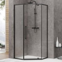 Душевой уголок Black&White Stellar Wind S875 Black 90х90, профиль черный, стекло прозрачное