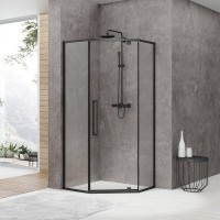 Душевой уголок Black&White Stellar Wind S875 Black 90х90, профиль черный, стекло прозрачное