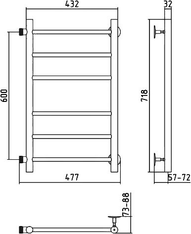 Полотенцесушитель водяной Стилье Версия-Б 00610-6040 70x50 см, глянцевый хром, лесенка