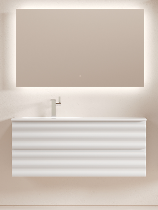 Тумба с раковиной Sancos Folk 120 L подвесная, 2 ящика, bianco