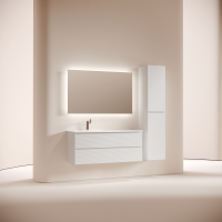 Тумба с раковиной Sancos Folk 120 L подвесная, 2 ящика, bianco