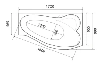 Акриловая ванна 1MarKa Gracia R Премиум 170x100 см, угловая, правая, пристенная, белая, асимметричная, с каркасом, с экраном, с сиденьем, со сливом-переливом
