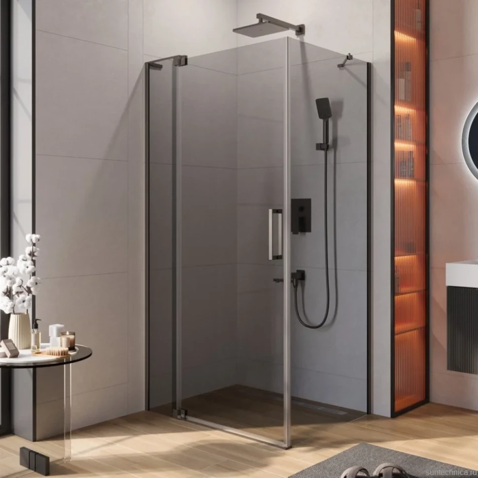 Душевой уголок Cezares Slider AH 1 80-90/100 GRIGIO GM профиль оружейная сталь, стекло серое