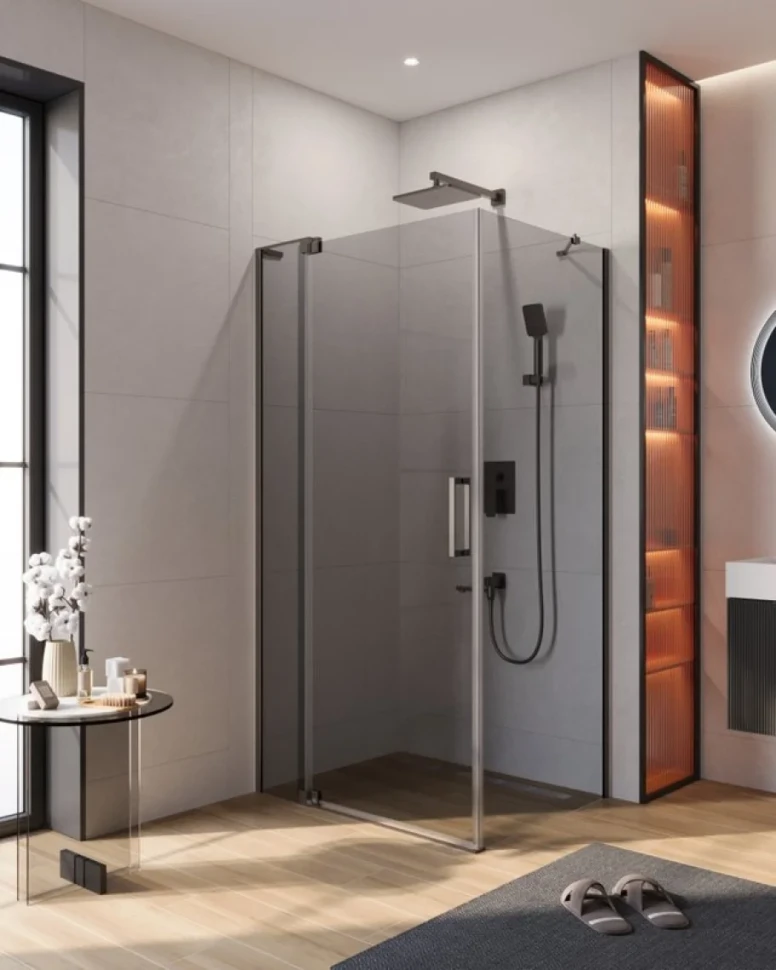 Душевой уголок Cezares Slider AH 1 80-90/100 GRIGIO GM профиль оружейная сталь, стекло серое