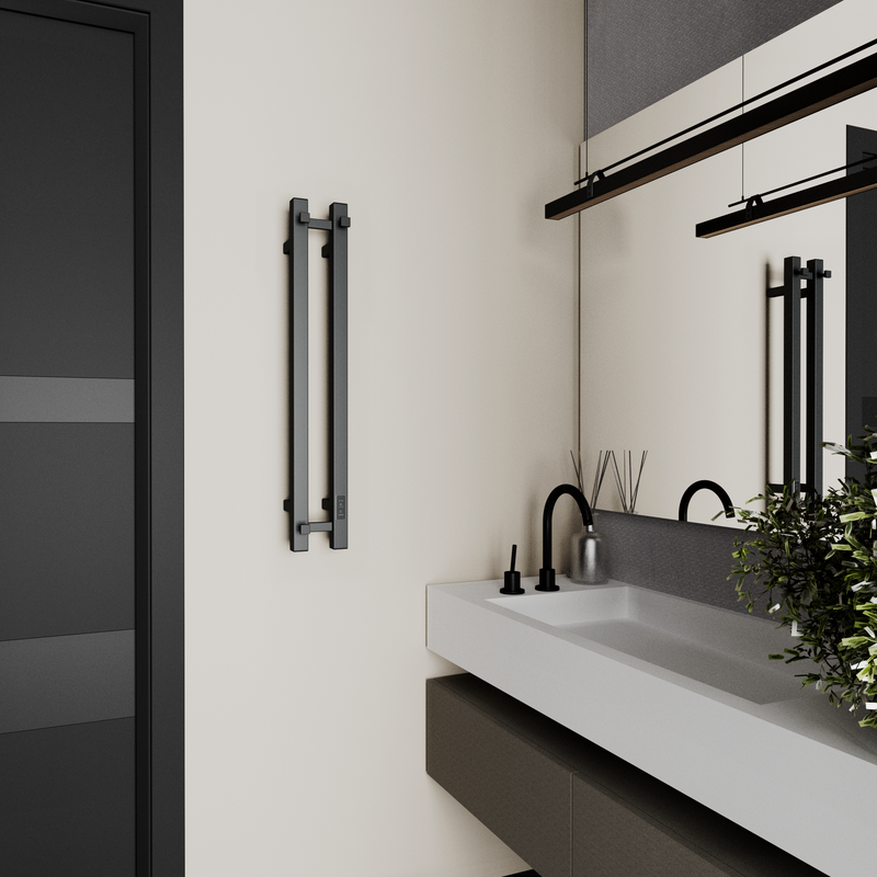 Полотенцесушитель электрический Bauedge Stella Square R 8х80, черный матовый