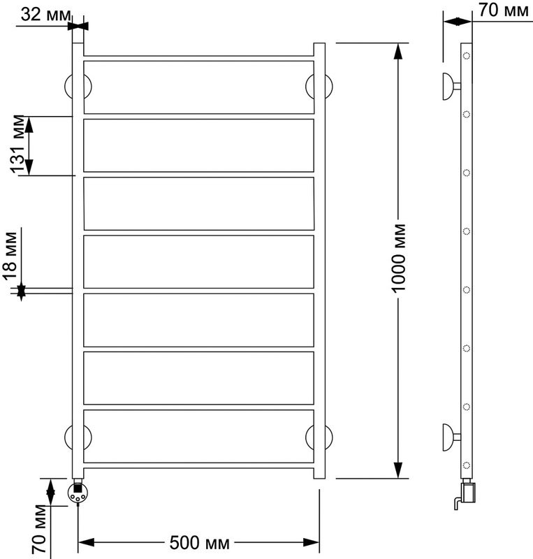 Полотенцесушитель электрический Secado Триада 1 105x55 см, подключение слева, бронза, лесенка, латунь